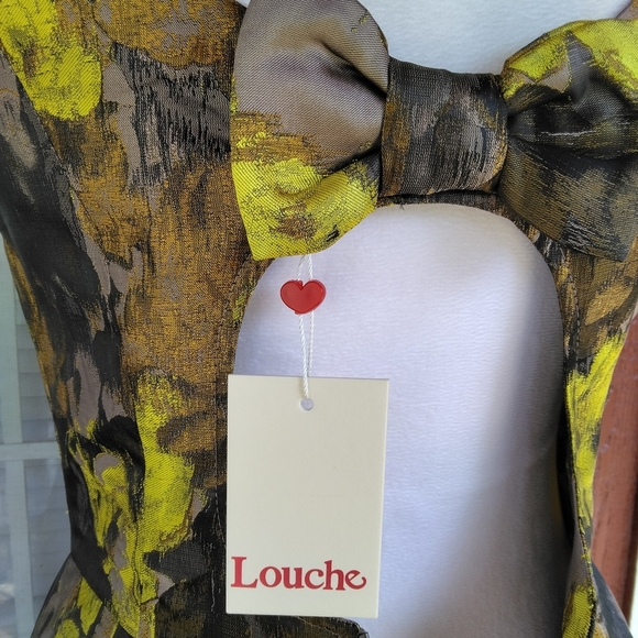 Louche London Gold Abstract Floral Cut Out Back Midi Dress Size Small NWT - Picture 9 of 10